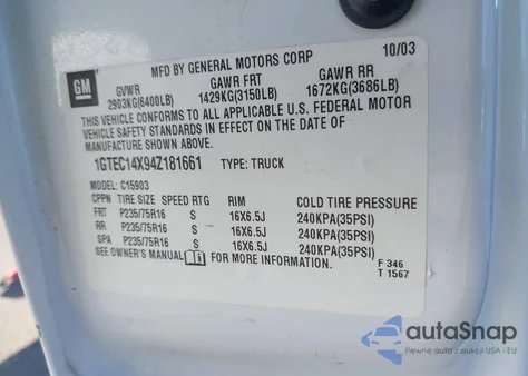 2004 GMC Sierra 1500 из США, поврежденный, VIN 1GTEC14X94Z181661